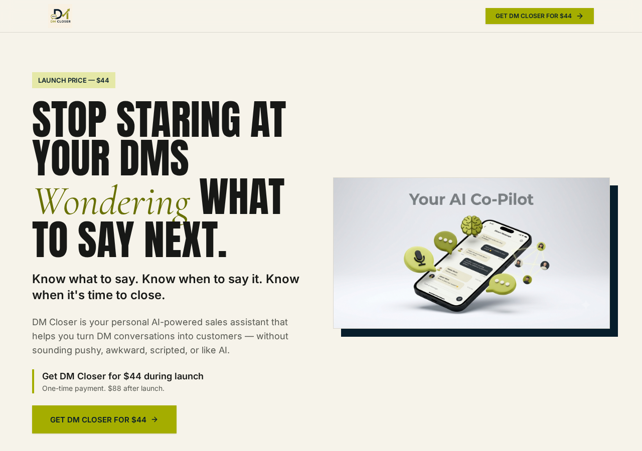 DM Closer — custom landing page built by Deanna Carr