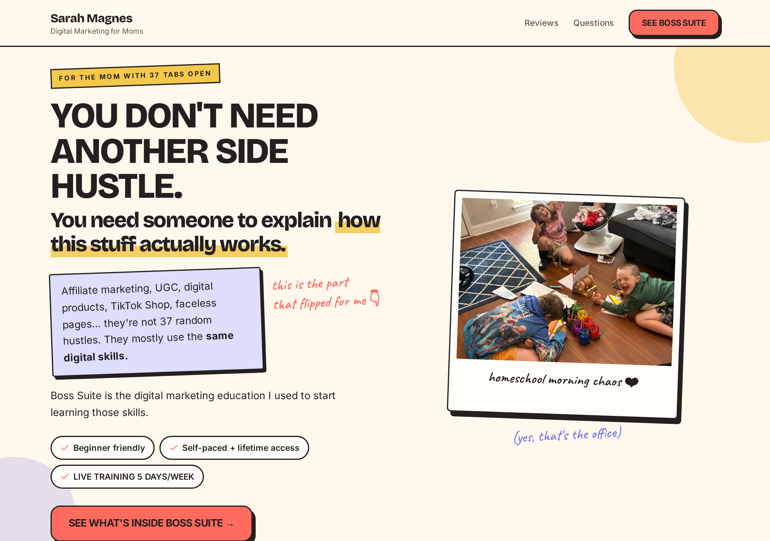 Sarah Magnes — Boss Suite — custom landing page built by Deanna Carr